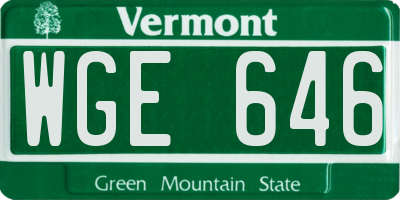 VT license plate WGE646