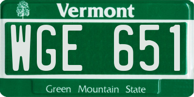 VT license plate WGE651