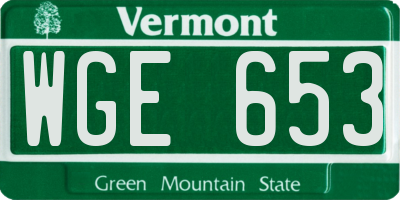 VT license plate WGE653