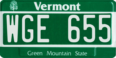 VT license plate WGE655