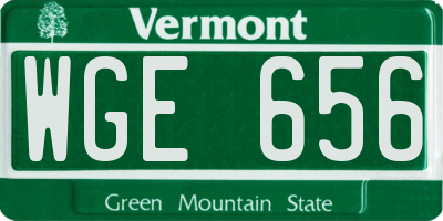 VT license plate WGE656