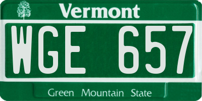 VT license plate WGE657