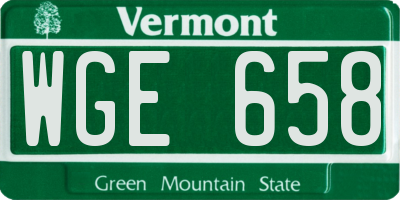 VT license plate WGE658