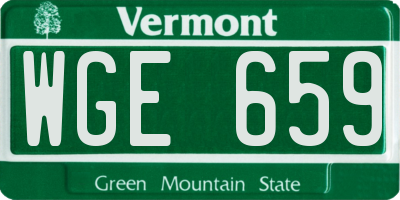 VT license plate WGE659