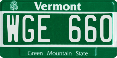 VT license plate WGE660