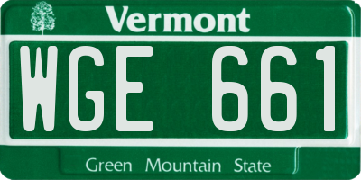 VT license plate WGE661
