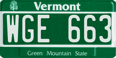 VT license plate WGE663
