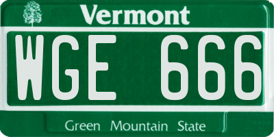 VT license plate WGE666