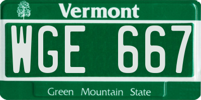 VT license plate WGE667