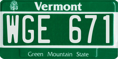 VT license plate WGE671