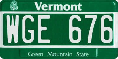 VT license plate WGE676