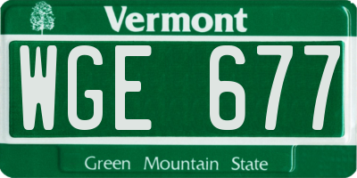 VT license plate WGE677