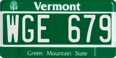 VT license plate WGE679