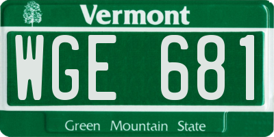 VT license plate WGE681