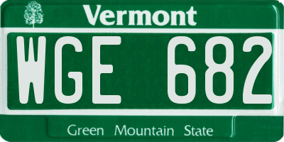 VT license plate WGE682