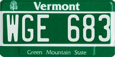 VT license plate WGE683