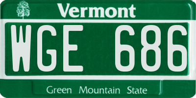 VT license plate WGE686