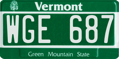 VT license plate WGE687