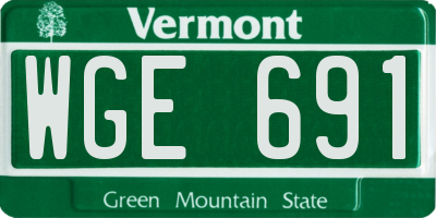 VT license plate WGE691