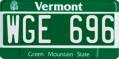 VT license plate WGE696