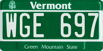 VT license plate WGE697