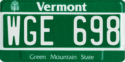 VT license plate WGE698