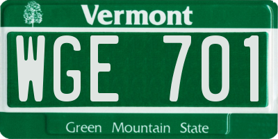 VT license plate WGE701