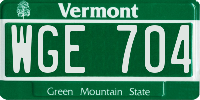 VT license plate WGE704