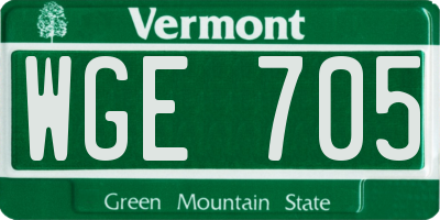 VT license plate WGE705