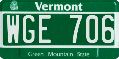 VT license plate WGE706