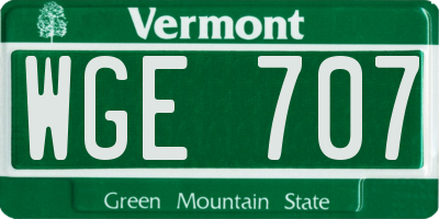 VT license plate WGE707