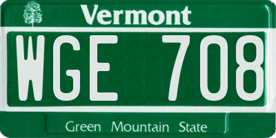 VT license plate WGE708