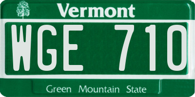 VT license plate WGE710
