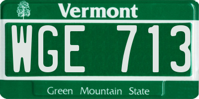VT license plate WGE713