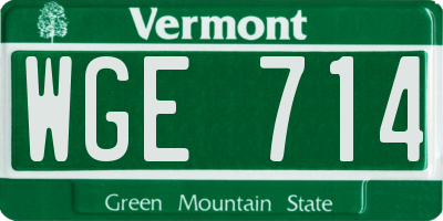 VT license plate WGE714