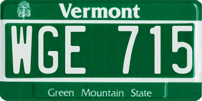 VT license plate WGE715