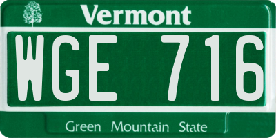 VT license plate WGE716