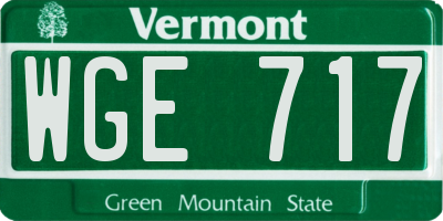 VT license plate WGE717