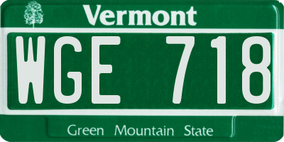 VT license plate WGE718