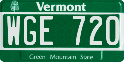 VT license plate WGE720