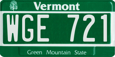 VT license plate WGE721