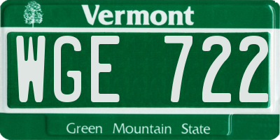 VT license plate WGE722