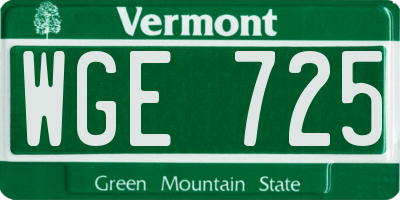 VT license plate WGE725