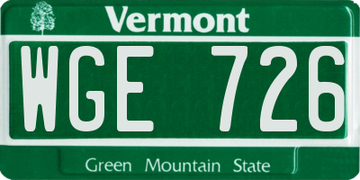 VT license plate WGE726