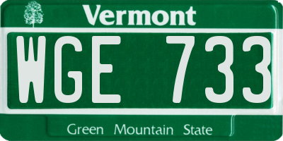 VT license plate WGE733