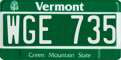 VT license plate WGE735