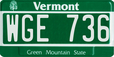 VT license plate WGE736