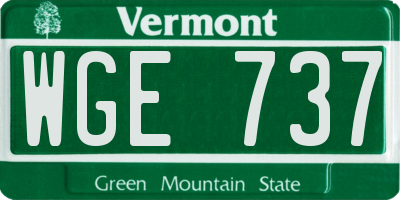 VT license plate WGE737