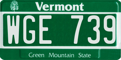 VT license plate WGE739