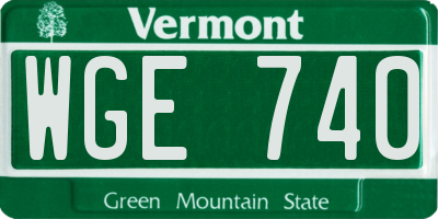 VT license plate WGE740